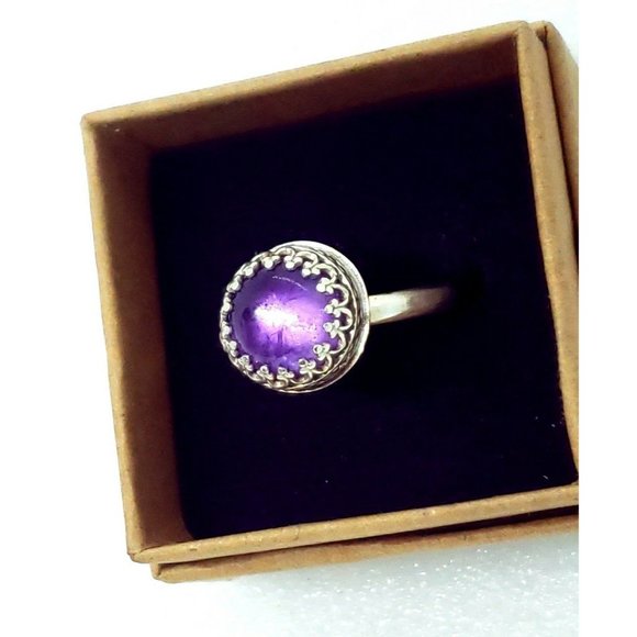 Sterling silver amethyst crystal ring gothic metalwork handmade jewelry - Picture 8 of 12